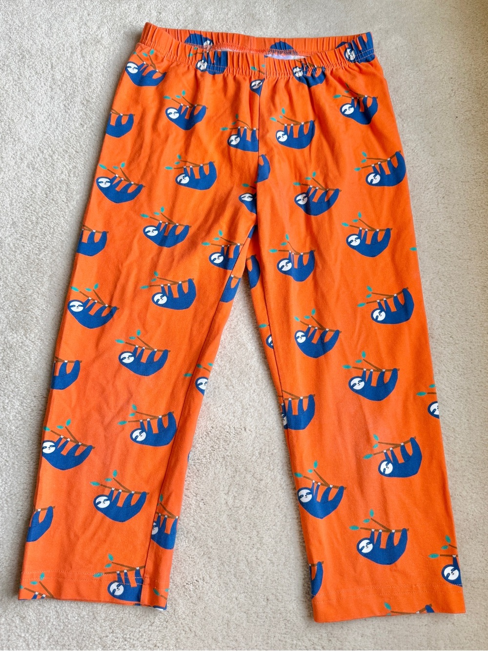 Hanna Andersson Kids Girls Boys Sloth Print Orange Blue Pants Size 12